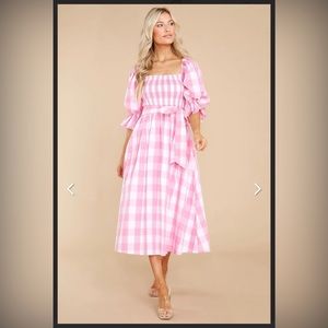 NWT Red Dress Boutique | Aura Dignity And Grace Pink Gingham Midi Dress